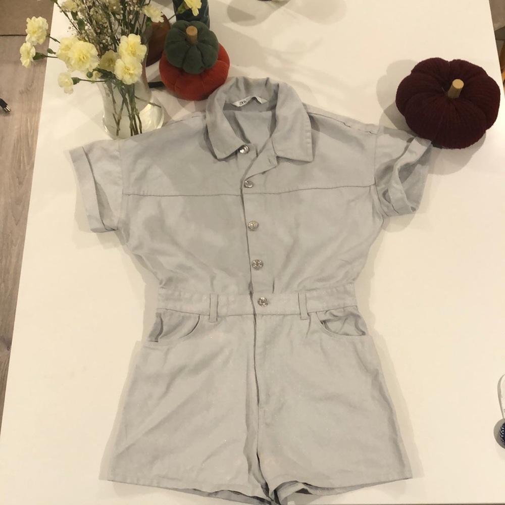 Zara sparkly denim romper